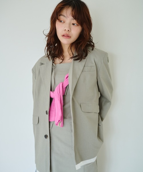 common gull products.（コモンガルプロダクツ）の「春の片耳にジャケット（テーラードジャケット・レディース・サックスブルー/グレー/ライトグレー・SMALL/MEDIUM/LARGE）」の2枚目の写真