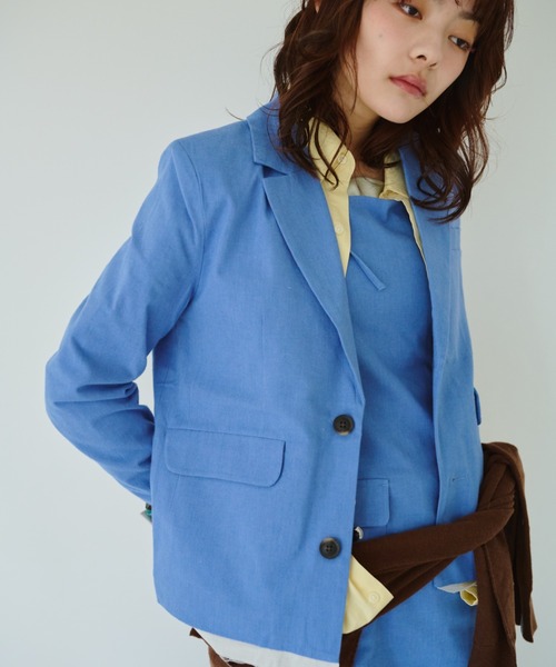 common gull products.（コモンガルプロダクツ）の「春の片耳にジャケット（テーラードジャケット・レディース・サックスブルー/グレー/ライトグレー・SMALL/MEDIUM/LARGE）」の9枚目の写真