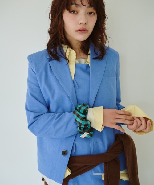 common gull products.（コモンガルプロダクツ）の「春の片耳にジャケット（テーラードジャケット・レディース・サックスブルー/グレー/ライトグレー・SMALL/MEDIUM/LARGE）」の11枚目の写真