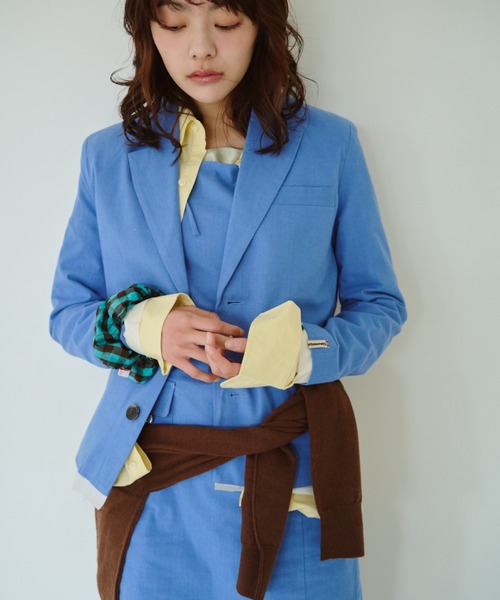 common gull products.（コモンガルプロダクツ）の「春の片耳にジャケット（テーラードジャケット・レディース・サックスブルー/グレー/ライトグレー・SMALL/MEDIUM/LARGE）」の14枚目の写真