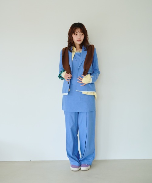 common gull products.（コモンガルプロダクツ）の「春の片耳にジャケット（テーラードジャケット・レディース・サックスブルー/グレー/ライトグレー・SMALL/MEDIUM/LARGE）」の19枚目の写真