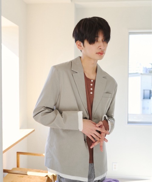 common gull products.（コモンガルプロダクツ）の「春の片耳にジャケット（テーラードジャケット・レディース・サックスブルー/グレー/ライトグレー・SMALL/MEDIUM/LARGE）」の4枚目の写真