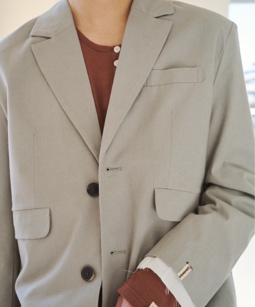 common gull products.（コモンガルプロダクツ）の「春の片耳にジャケット（テーラードジャケット・レディース・サックスブルー/グレー/ライトグレー・SMALL/MEDIUM/LARGE）」の5枚目の写真