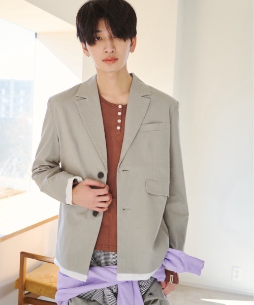 common gull products.（コモンガルプロダクツ）の「春の片耳にジャケット（テーラードジャケット・レディース・サックスブルー/グレー/ライトグレー・SMALL/MEDIUM/LARGE）」の7枚目の写真