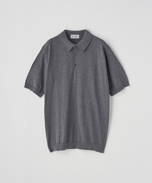 JOHN SMEDLEY(ジョンスメドレー)の「半袖コットンニットポロシャツ(ポロシャツ・メンズ・チャコールグレー・XX-LARGE/S/M/L/XL)」の2枚目の写真
