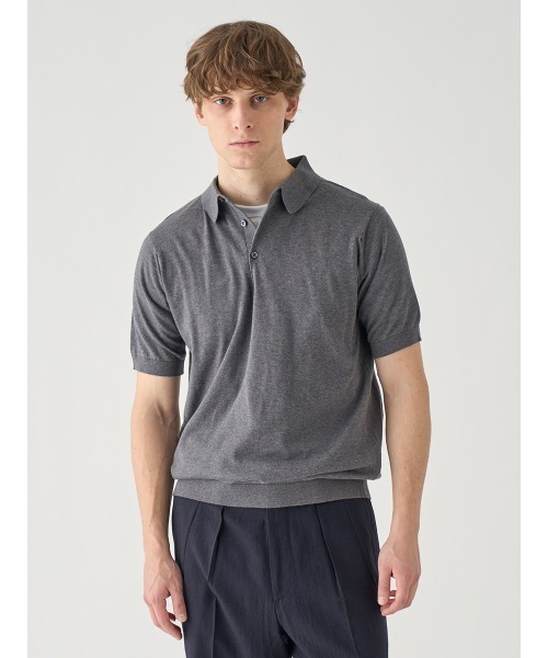JOHN SMEDLEY(ジョンスメドレー)の「半袖コットンニットポロシャツ(ポロシャツ・メンズ・チャコールグレー・XX-LARGE/S/M/L/XL)」の3枚目の写真