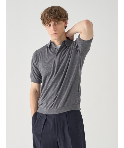 JOHN SMEDLEY(ジョンスメドレー)の「半袖コットンニットポロシャツ(ポロシャツ・メンズ・チャコールグレー・XX-LARGE/S/M/L/XL)」の5枚目の写真