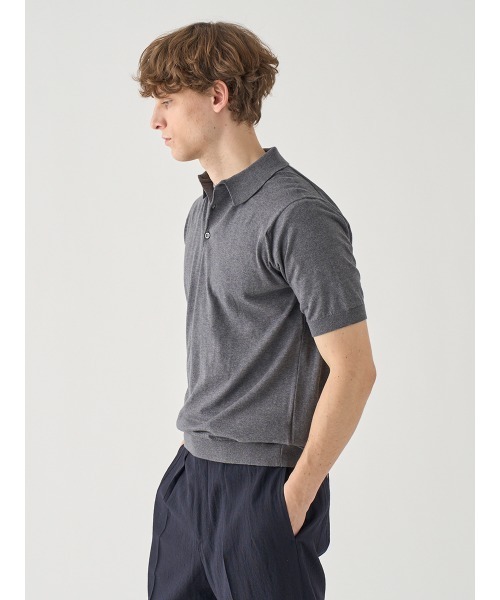 JOHN SMEDLEY(ジョンスメドレー)の「半袖コットンニットポロシャツ(ポロシャツ・メンズ・チャコールグレー・XX-LARGE/S/M/L/XL)」の6枚目の写真