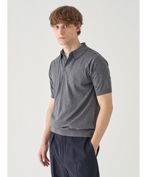 JOHN SMEDLEY(ジョンスメドレー)の「半袖コットンニットポロシャツ(ポロシャツ・メンズ・チャコールグレー・XX-LARGE/S/M/L/XL)」の7枚目の写真