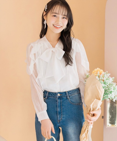 WILLSELECTION（ウィルセレクション）の「ドビードットフリルブラウス（シャツ/ブラウス・レディース・オフホワイト/ブラック/ミント・FREE）」の14枚目の写真