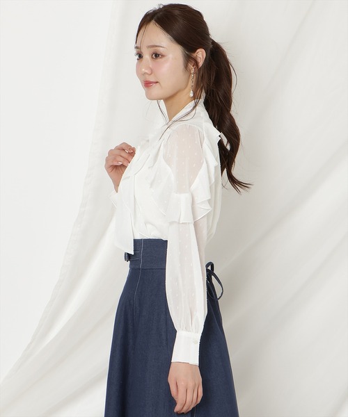 WILLSELECTION（ウィルセレクション）の「ドビードットフリルブラウス（シャツ/ブラウス・レディース・オフホワイト/ブラック/ミント・FREE）」の8枚目の写真