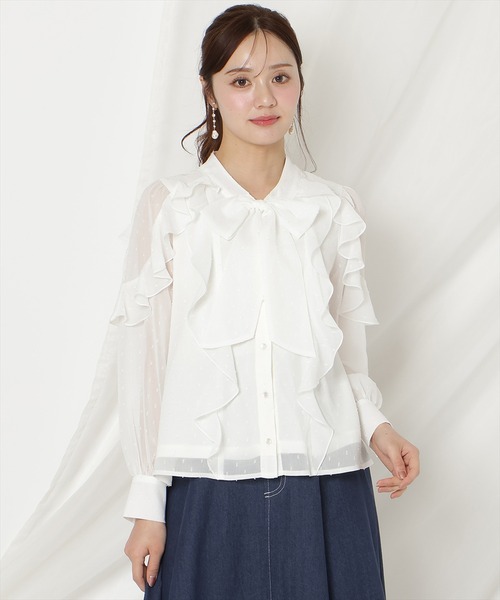 WILLSELECTION（ウィルセレクション）の「ドビードットフリルブラウス（シャツ/ブラウス・レディース・オフホワイト/ブラック/ミント・FREE）」の10枚目の写真