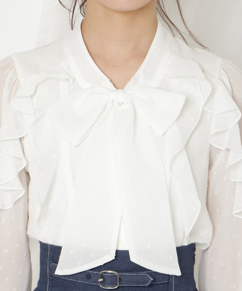 WILLSELECTION（ウィルセレクション）の「ドビードットフリルブラウス（シャツ/ブラウス・レディース・オフホワイト/ブラック/ミント・FREE）」の11枚目の写真