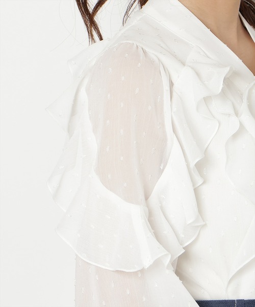 WILLSELECTION（ウィルセレクション）の「ドビードットフリルブラウス（シャツ/ブラウス・レディース・オフホワイト/ブラック/ミント・FREE）」の12枚目の写真