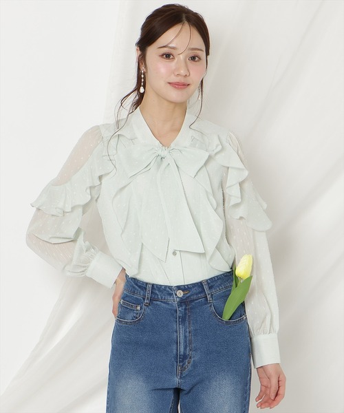WILLSELECTION（ウィルセレクション）の「ドビードットフリルブラウス（シャツ/ブラウス・レディース・オフホワイト/ブラック/ミント・FREE）」の18枚目の写真