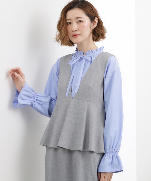 grove(グローブ)の「【体型カバー】ペプラムドッキングジャンドレ(ワンピース・レディース・ライトグレー/ブラック/イエロー・03/02/01/05/04)」の11枚目の写真