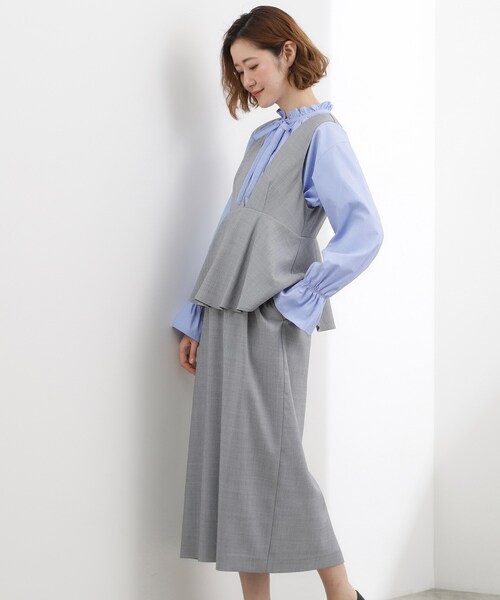 grove(グローブ)の「【体型カバー】ペプラムドッキングジャンドレ(ワンピース・レディース・ライトグレー/ブラック/イエロー・03/02/01/05/04)」の12枚目の写真