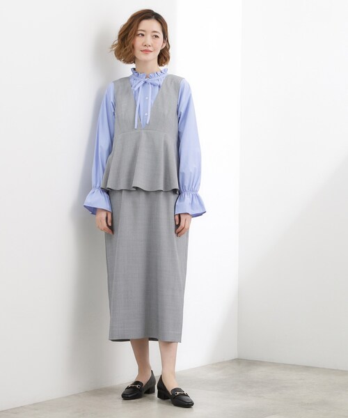 grove(グローブ)の「【体型カバー】ペプラムドッキングジャンドレ(ワンピース・レディース・ライトグレー/ブラック/イエロー・03/02/01/05/04)」の13枚目の写真