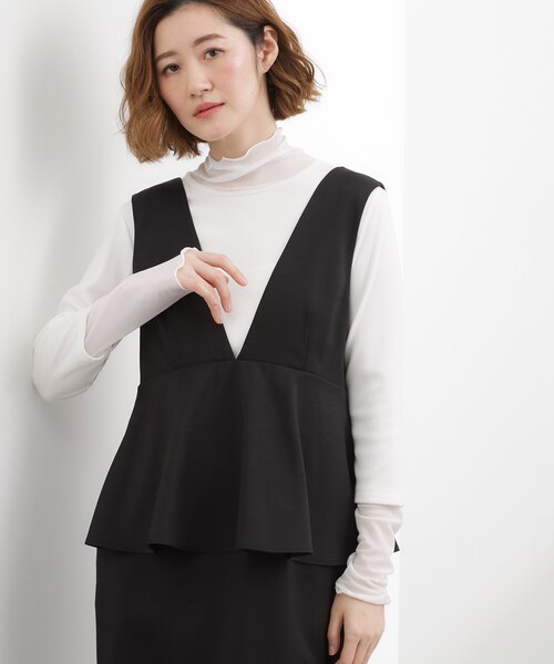 grove(グローブ)の「【体型カバー】ペプラムドッキングジャンドレ(ワンピース・レディース・ライトグレー/ブラック/イエロー・03/02/01/05/04)」の4枚目の写真