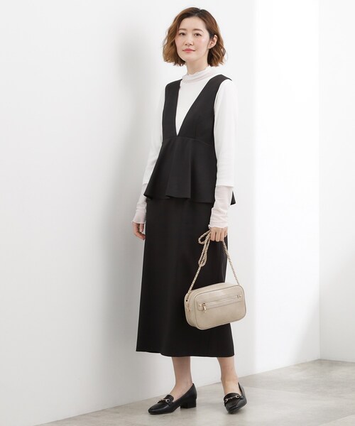 grove(グローブ)の「【体型カバー】ペプラムドッキングジャンドレ(ワンピース・レディース・ライトグレー/ブラック/イエロー・03/02/01/05/04)」の5枚目の写真