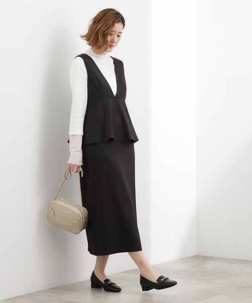 grove(グローブ)の「【体型カバー】ペプラムドッキングジャンドレ(ワンピース・レディース・ライトグレー/ブラック/イエロー・03/02/01/05/04)」の6枚目の写真