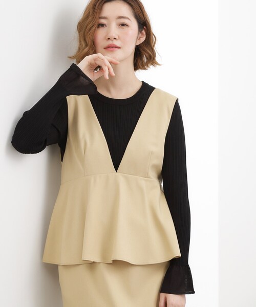 grove(グローブ)の「【体型カバー】ペプラムドッキングジャンドレ(ワンピース・レディース・ライトグレー/ブラック/イエロー・03/02/01/05/04)」の8枚目の写真