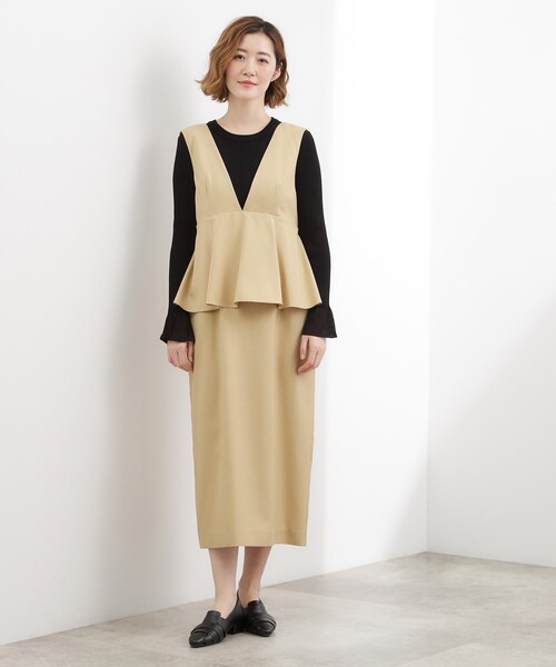 grove(グローブ)の「【体型カバー】ペプラムドッキングジャンドレ(ワンピース・レディース・ライトグレー/ブラック/イエロー・03/02/01/05/04)」の10枚目の写真