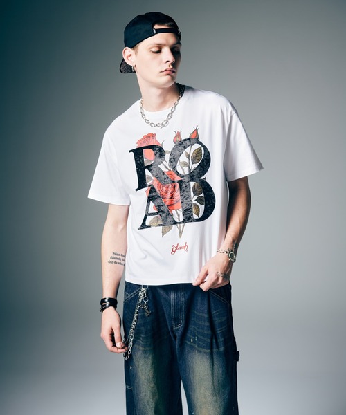 glamb（グラム）の「Velour Road T-Shirt / ベロアロードTシャツ（Tシャツ/カットソー・メンズ・ブラック/ホワイト・S/M/L）」の5枚目の写真