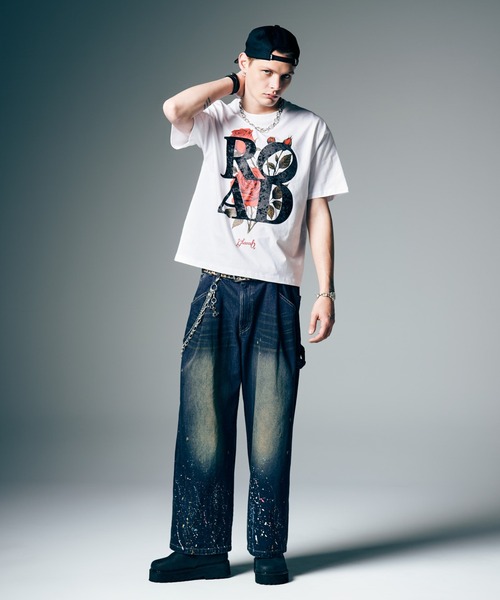 glamb（グラム）の「Velour Road T-Shirt / ベロアロードTシャツ（Tシャツ/カットソー・メンズ・ブラック/ホワイト・S/M/L）」の7枚目の写真