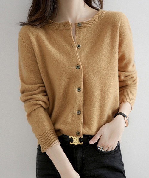 ONEP STAR（ワンピスター）の「ベーシックカーディガン（カーディガン/ボレロ・レディース・ライトグレー/ブラック/ベージュ/ネイビー/オフホワイト/ブルー/ダークグレー/ミント/ワインレッド/キャメル/グレイッシュベージュ・FREE）」の10枚目の写真