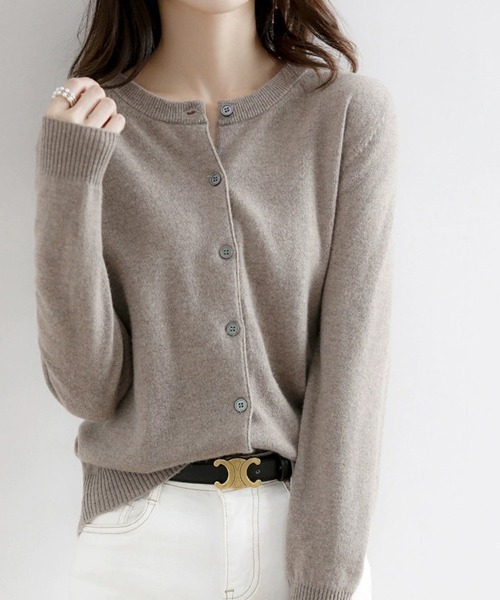 ONEP STAR（ワンピスター）の「ベーシックカーディガン（カーディガン/ボレロ・レディース・ライトグレー/ブラック/ベージュ/ネイビー/オフホワイト/ブルー/ダークグレー/ミント/ワインレッド/キャメル/グレイッシュベージュ・FREE）」の6枚目の写真