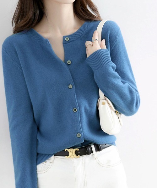 ONEP STAR（ワンピスター）の「ベーシックカーディガン（カーディガン/ボレロ・レディース・ライトグレー/ブラック/ベージュ/ネイビー/オフホワイト/ブルー/ダークグレー/ミント/ワインレッド/キャメル/グレイッシュベージュ・FREE）」の9枚目の写真