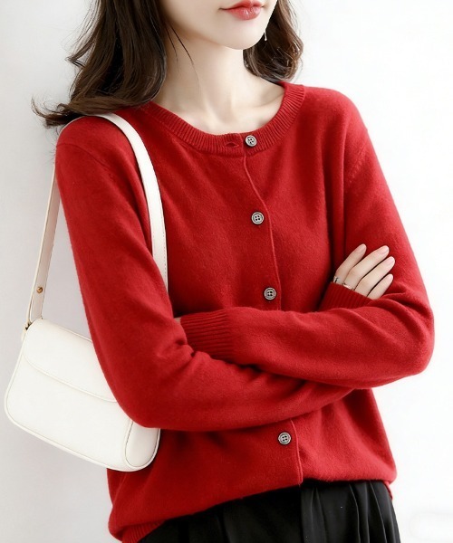 ONEP STAR（ワンピスター）の「ベーシックカーディガン（カーディガン/ボレロ・レディース・ライトグレー/ブラック/ベージュ/ネイビー/オフホワイト/ブルー/ダークグレー/ミント/ワインレッド/キャメル/グレイッシュベージュ・FREE）」の11枚目の写真