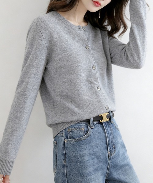 ONEP STAR（ワンピスター）の「ベーシックカーディガン（カーディガン/ボレロ・レディース・ライトグレー/ブラック/ベージュ/ネイビー/オフホワイト/ブルー/ダークグレー/ミント/ワインレッド/キャメル/グレイッシュベージュ・FREE）」の20枚目の写真