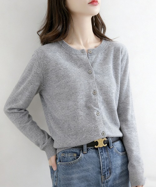 ONEP STAR（ワンピスター）の「ベーシックカーディガン（カーディガン/ボレロ・レディース・ライトグレー/ブラック/ベージュ/ネイビー/オフホワイト/ブルー/ダークグレー/ミント/ワインレッド/キャメル/グレイッシュベージュ・FREE）」の21枚目の写真