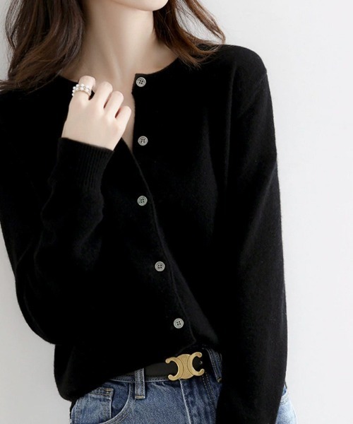 ONEP STAR（ワンピスター）の「ベーシックカーディガン（カーディガン/ボレロ・レディース・ライトグレー/ブラック/ベージュ/ネイビー/オフホワイト/ブルー/ダークグレー/ミント/ワインレッド/キャメル/グレイッシュベージュ・FREE）」の17枚目の写真