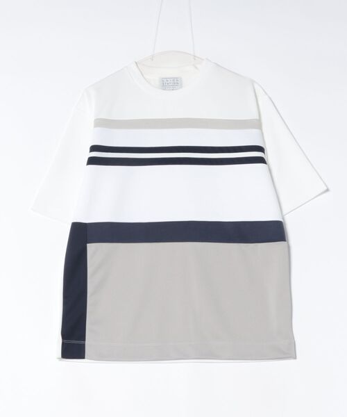 UNION STATION（ユニオンステーション）の「ポンチ×ダンボールパネル切替T（Tシャツ/カットソー・メンズ・ホワイト系その他/ブラック/ホワイト・LL/L/M）」の2枚目の写真