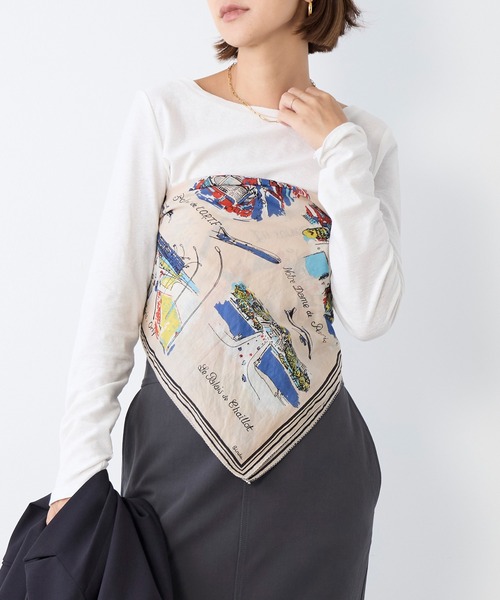 BINDU（ビンドゥー）の「【BINDU】バンダナ-Paris（バンダナ/スカーフ・レディース・オートミール・FREE）」の4枚目の写真