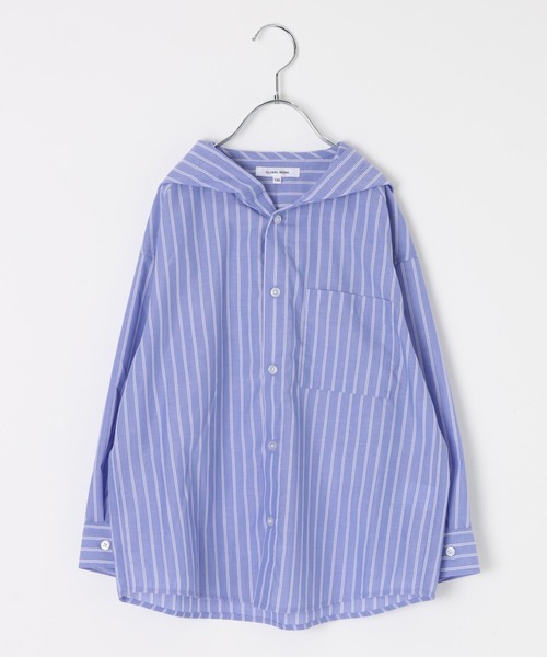 GLOBAL WORK(グローバルワーク)の「イージーケアフードシャツ長袖/637846(シャツ/ブラウス・キッズ・ブラウン/ブルー・160cm/150cm/140cm/130cm)」の3枚目の写真