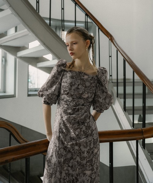 【et.UNiVER】Sheer Jacquard Organza Dress Sheer Jacquard Organza Dress（ドレス）｜et.UNiVER（エトユニベール