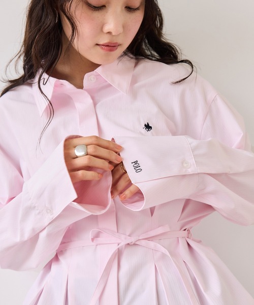 POLO BCS(ポロ ビーシーエス)の「【POLO BCS】ベルト付きウエストタックシャツ/WEB限定カラー(シャツ/ブラウス・レディース・ベージュ系その他/ホワイト系その他/ホワイト/ピンク系その他2/サックスブルー・FREE)」の5枚目の写真