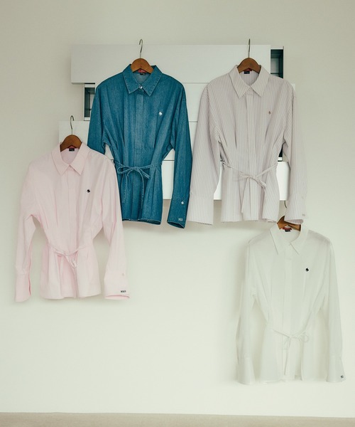 POLO BCS(ポロ ビーシーエス)の「【POLO BCS】ベルト付きウエストタックシャツ/WEB限定カラー(シャツ/ブラウス・レディース・ベージュ系その他/ホワイト系その他/ホワイト/ピンク系その他2/サックスブルー・FREE)」の11枚目の写真