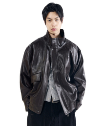 AAKAM(�A�[�J��)��Dad Leather Jacket (Brown)(���C�_�[�X�W���P�b�g)