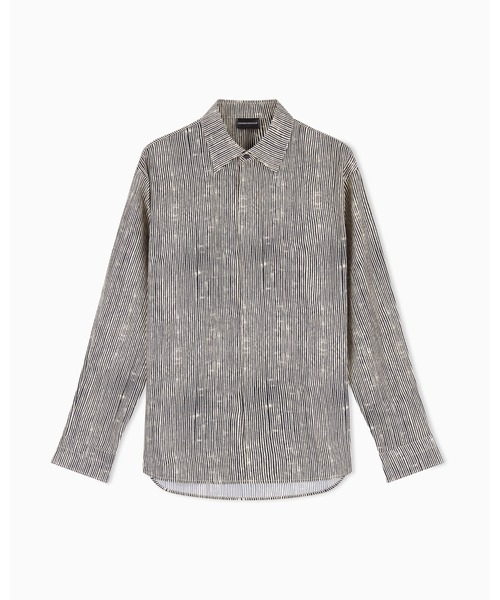 EMPORIO ARMANI(エンポリオアルマーニ)の「【エンポリオ アルマーニ】コンフォートフィットシャツ リヨセル混紡 オールオーバープリント(シャツ/ブラウス・メンズ・ネイビー系/ブラック×ホワイト・X-LARGE/SMALL/MEDIUM/LARGE/X-SMALL)」の2枚目の写真