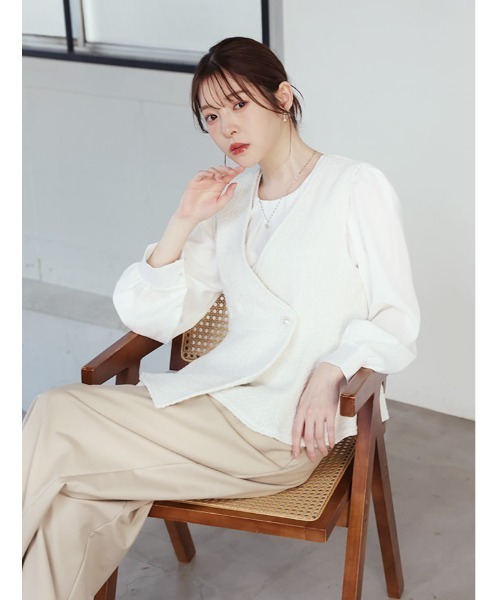 fifth(フィフス)の「パールボタンツイードジレベスト(ベスト・レディース・その他/ホワイト・M)」の1枚目の写真