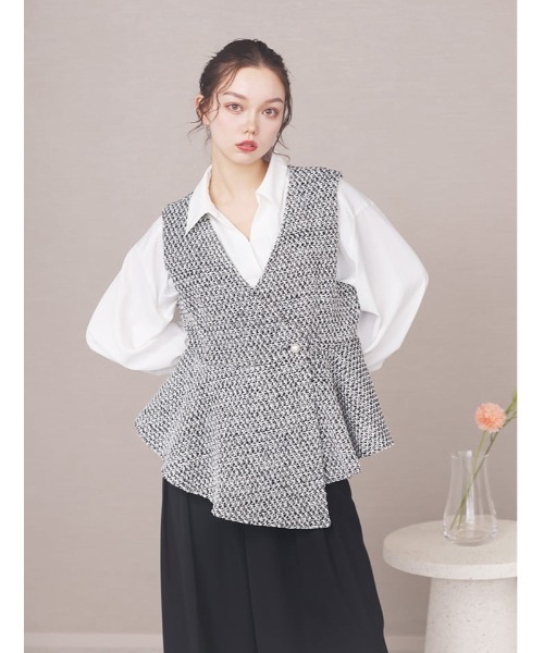 fifth(フィフス)の「パールボタンツイードジレベスト(ベスト・レディース・その他/ホワイト・M)」の2枚目の写真