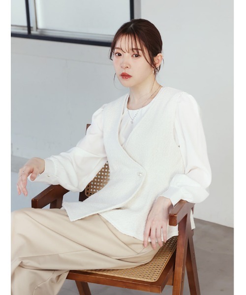 fifth(フィフス)の「パールボタンツイードジレベスト(ベスト・レディース・その他/ホワイト・M)」の13枚目の写真