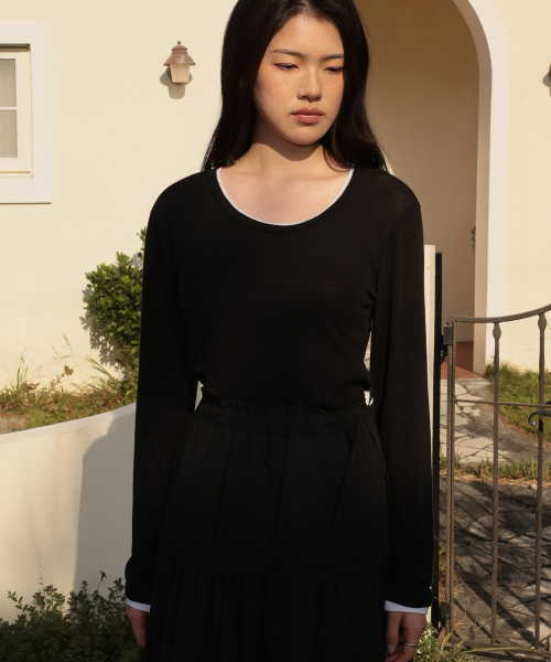 DEHEVE（デヘヴェ）の「Double Layered Long Sleeve [Black]（Tシャツ/カットソー・レディース・ブラック・FREE）」の3枚目の写真