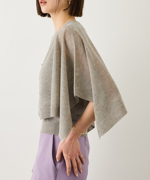 ROPE'（ロペ）の「LEVITA マルチWAYセパレートニットプルーオーバー(ケープ×タンクトップ)/接触冷感・イージーケア（Tシャツ/カットソー・レディース・ベージュ/ブラック・FREE）」の3枚目の写真