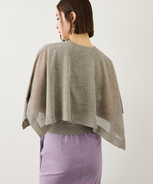 ROPE'（ロペ）の「LEVITA マルチWAYセパレートニットプルーオーバー(ケープ×タンクトップ)/接触冷感・イージーケア（Tシャツ/カットソー・レディース・ベージュ/ブラック・FREE）」の4枚目の写真